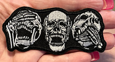 Biker Patch Skull See No Evil Hear No Evil Speak No Evil Patch Iron-On