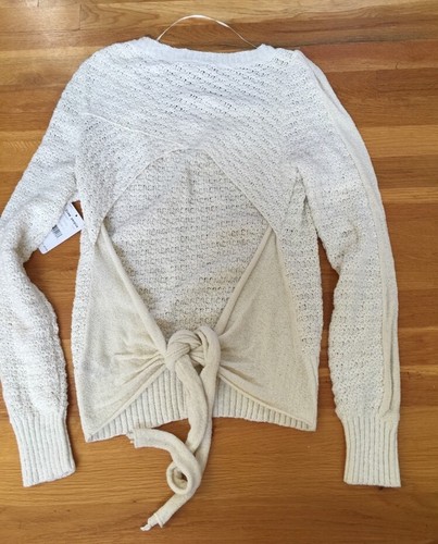 Free People Ivory Knit Cotton Open Back Women's Sweater Size Large - Picture 10 of 11