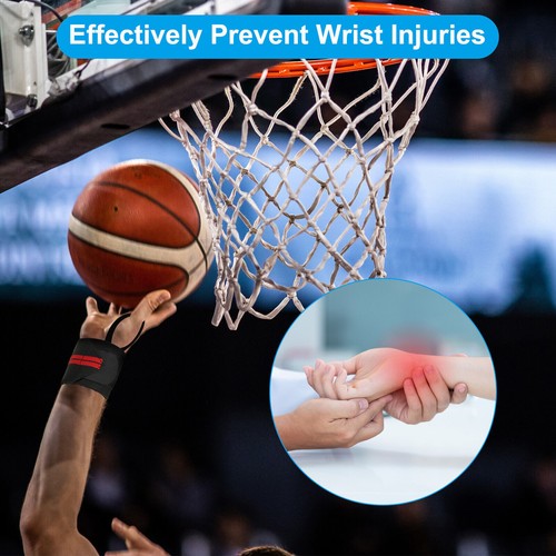 1 Set Wrist Wraps Strap, Wrist Compression 20"x3" for Fitness, White, Red - Picture 5 of 7