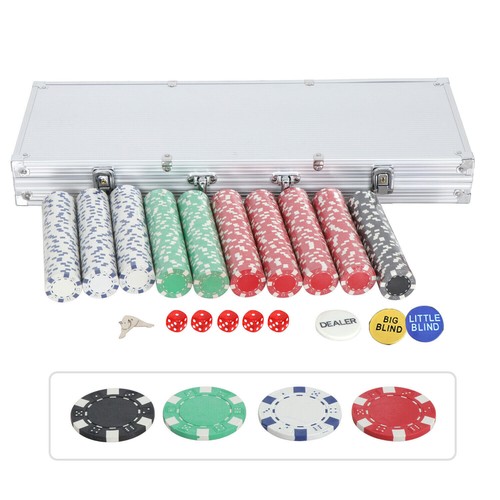 2 Cards 11.5 Gram 500 Chips Poker Chip Set Holdem Cards Game w/Aluminum Case - Picture 5 of 9