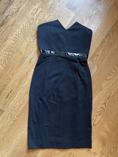 Catherine Malandrino Little Black V-neck Stretch Ponte Strapless Dress S