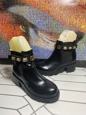 【美品】GUCCI レザーブーツ 24AW new/GUCCI ホースビットGGレザーアンクルブーツ Boots (GUCCI