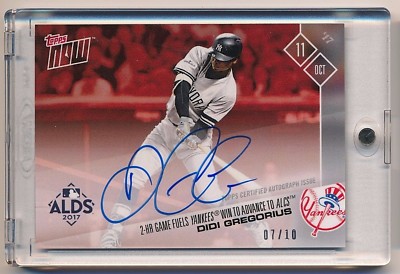 2017 Topps Now DIDI GREGORIUS 2-HR Game Fuels Yankees Win Auto #746C RED #07/10