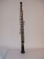 Rare Italian Solid Silver Plated Wooden Oboe On English Thumbplate System