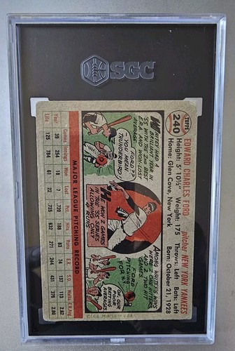 Ford Hof 1956 Topps Whitey #240 - Yankees de Nueva York - SGC 3 en muy buena condición - Imagen 2 de 2