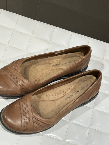 Rockport Women's Size 8 Brown Leather Tru365 Comfort Flats 1" Wedge Heel - Picture 7 of 9