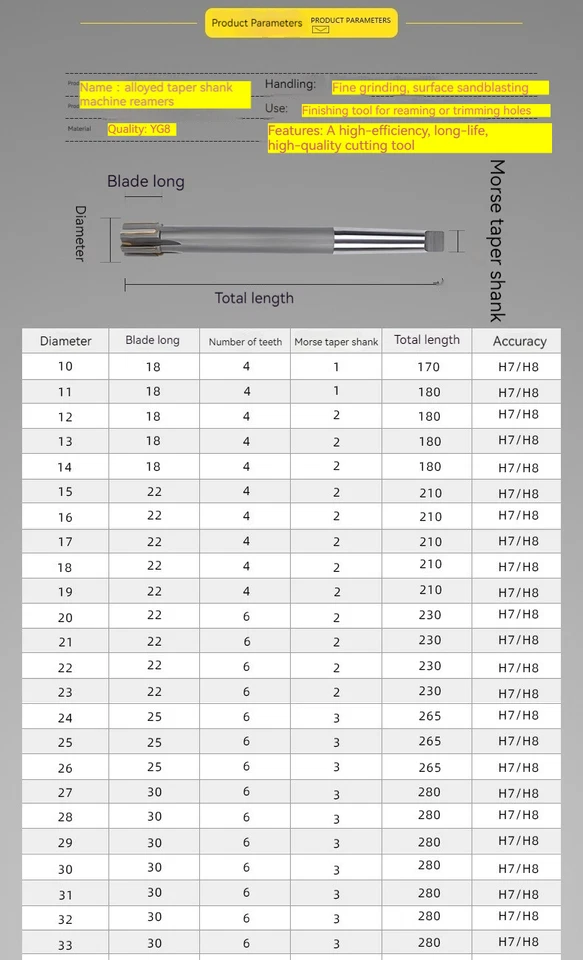 Extra Long Taper Shank Tungsten Steel Reamer 10 20 30 40 50-100 - Image 3 of 4