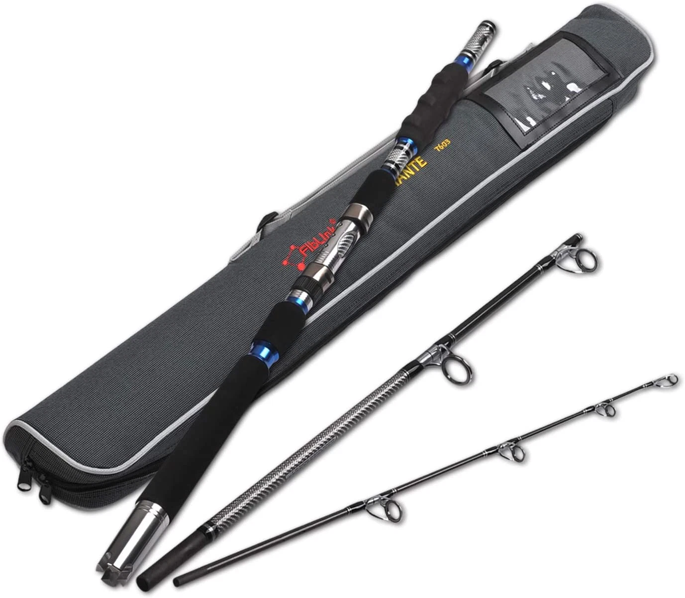 3-Piece Spinning Rod Saltwater Portable Travel Fishing Pole 30-50LB 6/7/8 Feet