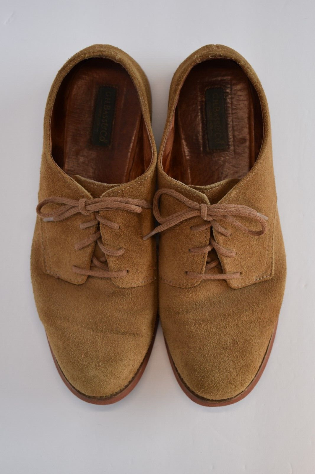 G.H. Bass Tan Suede Leather Oxford Shoes Women's Size… Gem