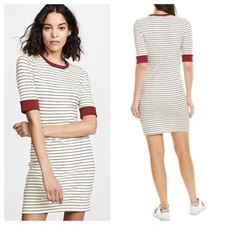 NWT Joie Women's Short Sleeve Tralena Ribbed Striped Tee T Shirt Knit Dress M