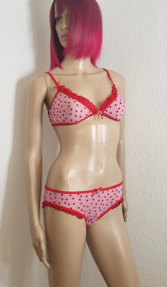 Leg Avenue Strass Dessous Set, BH+Tanga rot pink M/L 40/42 string mesh damen neu - Bild 3 von 4