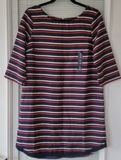 NWT GAP Sz Small S Red, White, Blue Striped 3/4 Sleeve Dress Casual Comfortable