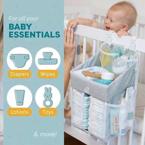 Cradle Star Hanging Nappy Caddy Organiser – Baby Nursery Storage | Grey - Picture 4 of 7