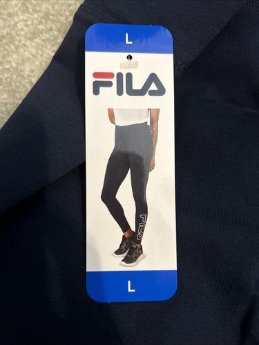 Fila Women's Running Training Leggings Size Large Cotton Blue Peacoat - Picture 2 of 10
