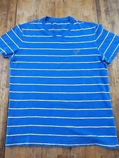  AMERICAN EAGLE SS V-Neck Blue Striped T-Shirt Size S