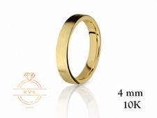 10K Yellow Gold 4mm FLAT Wedding Band Ring-Comfort Fit Solid Gold Matte Brushed