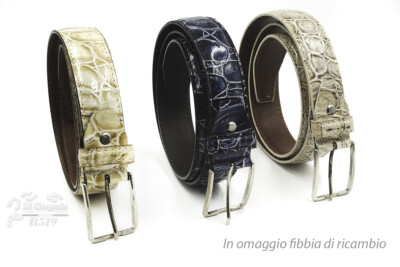 Gürtel Herren Damen Echtleder Krokodildruck Handarbeit Made in Italy
