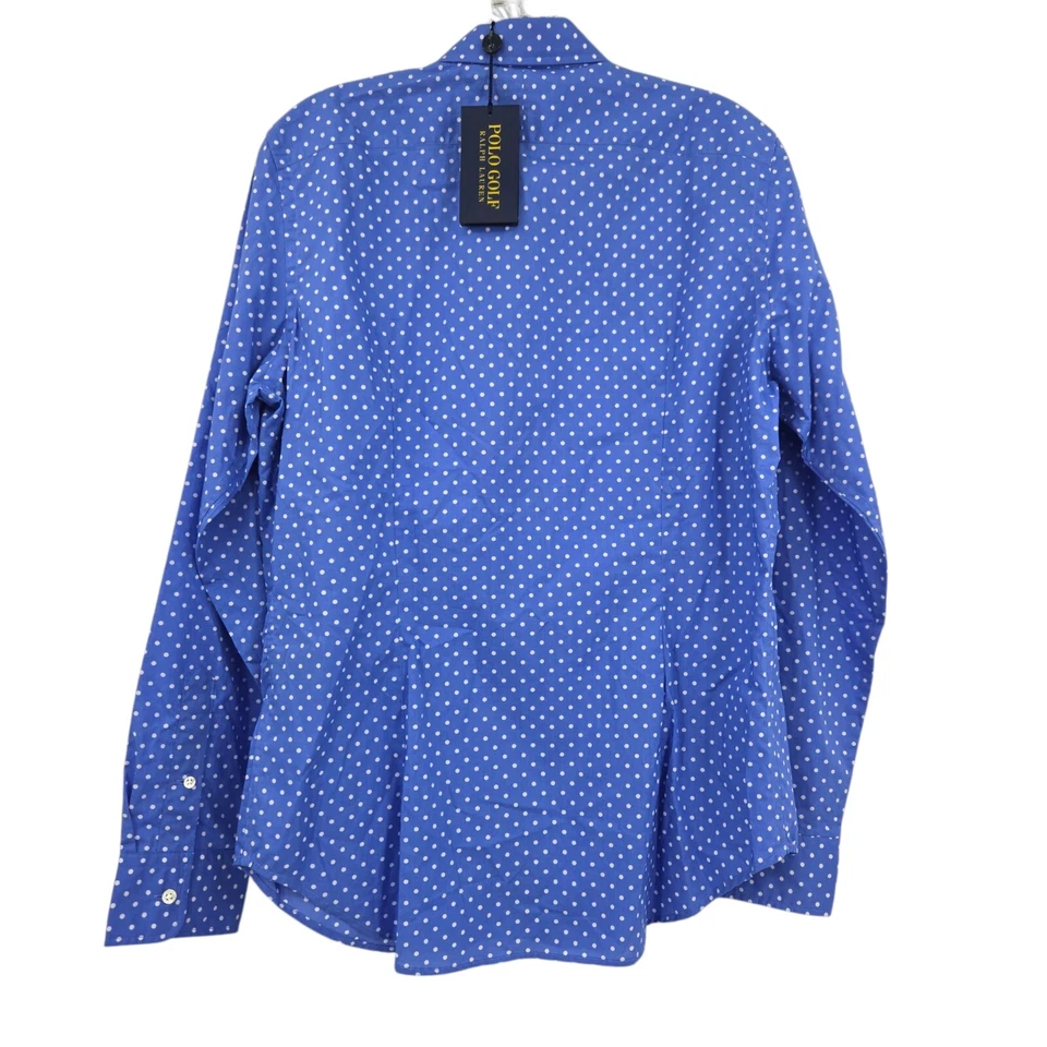 Blusa polo de golf Ralph Lauren para mujer 100 % algodón Pima azul talla 12 Foto 2 de 4