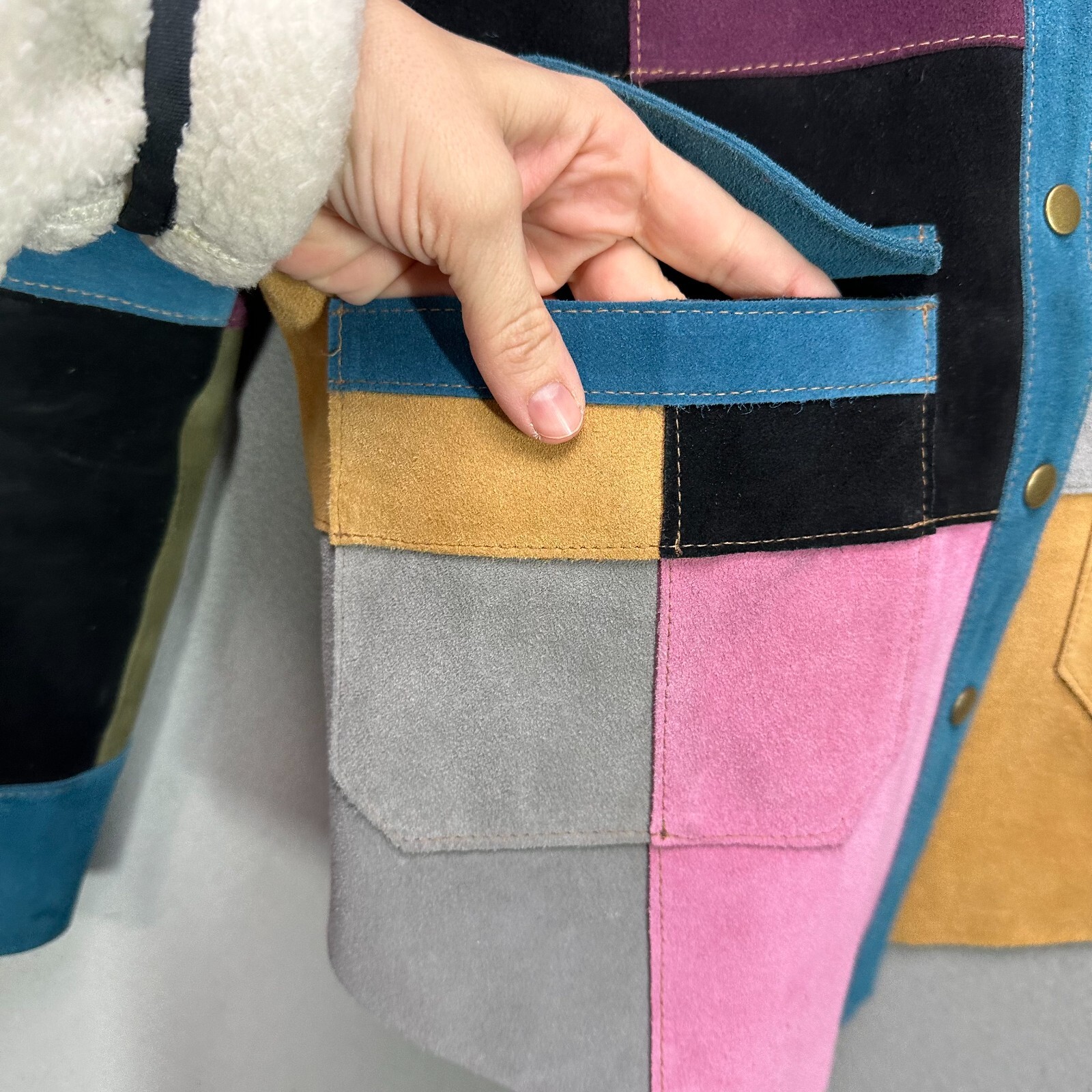 Penelope Chilvers Suede Leather Patchwork Shirt J… - image 3