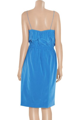 Donna Karan SLIP DRESS 100% designer luxe bright blue SILK strappy Lge DKNY bnwt - Picture 3 of 4