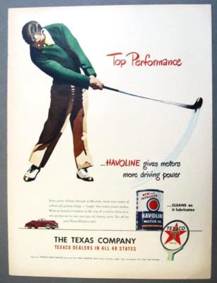 10X14 Top Perfomance Series 1947 Texaco Ad Golf Drive Theme