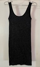 Zara Shimmery LBD Little Black Dress Sleeveless Rounded Neckline Body Hugging S