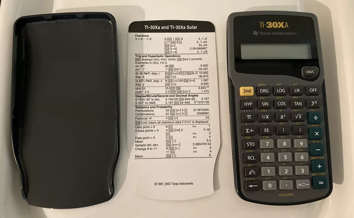 Texas Instruments TI 30Xa Calculator. Instructions And Case