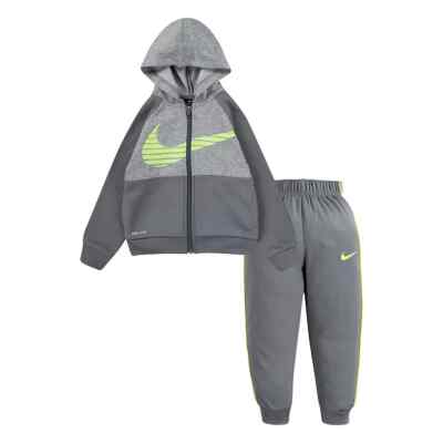 Nike Toddler Boy's Grey/Volt Colorblocked Therma Set (7MG807-M19) Size 2T/4T