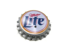 Miller Lite Beer Cap Battery Operated Pin Silver Tone