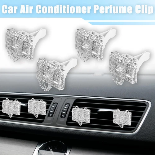 Car Bag Shape Clips for Air Conditioner Outlet Vent Clips Silver Tone 4pcs New