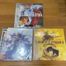 Mobile Suit Gundam Set of 3 LD Laserdisc from Japan with Obi