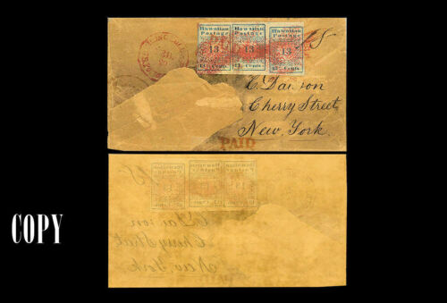 USA 1850 Cover Hawaiian Missionary 13c Blue, Postmaster in Red.copy - Picture 1 of 1
