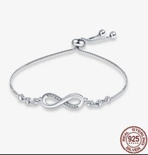 Zircon Sparkle Infinity Bracelet 925 Sterling Silver