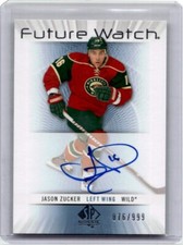 2012-13 SP Authentic Future Watch Autograph Rookie Jason Zucker RC Auto 076/999