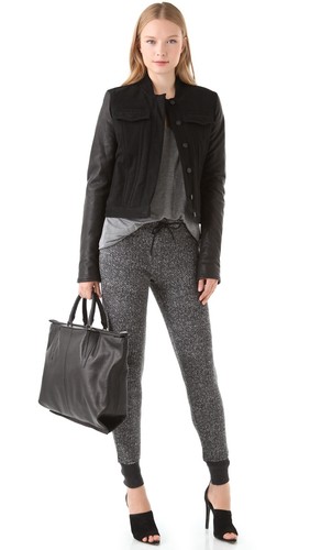 T by Alexander Wang Black Denim and Lamb Leather Jacket Sz Small $680 - Picture 3 of 11