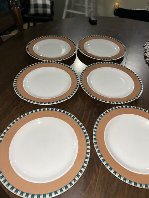 Set of 6 Eddie Bauer Home Aztec/South West Design 7.75  Bread /  Salad Plate