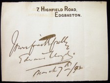 1892 AUTOGRAPH ENGLISH TENOR EDWARD LLOYD 1845 - 1928