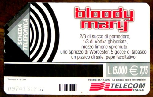 G 1219 C&c 3333 Phonecard Used Cocktails Bloody Mary 2 ^ to Quality' - Picture 2 of 2