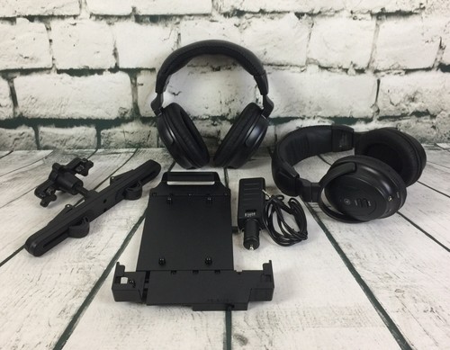 Backseat Headrest Tablet Mount Holder 2 Wireless Headphones Entertainment System - Picture 4 of 12