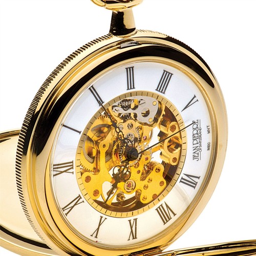 Reloj Bolsillo Esqueleto Ornamentado Hunter 17 Joyas Mecánico Chapado en Oro Estuche - Imagen 4 de 4
