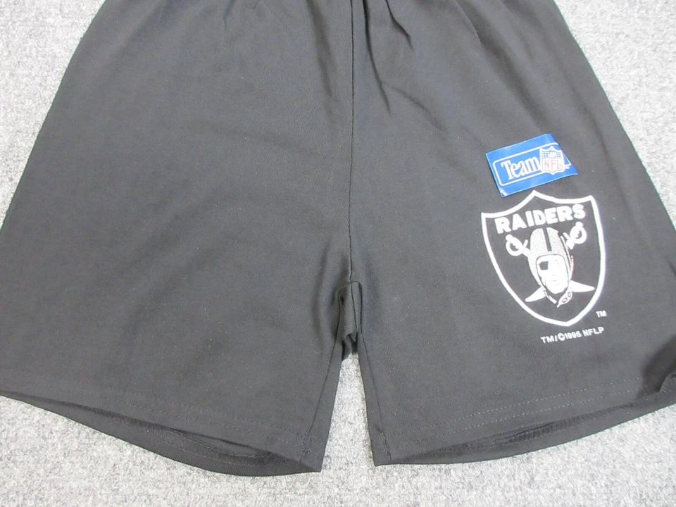 老式奥克兰突袭者队短裤男孩中号黑色标志NFL足球青少年儿童 — 第 2/4 张图片