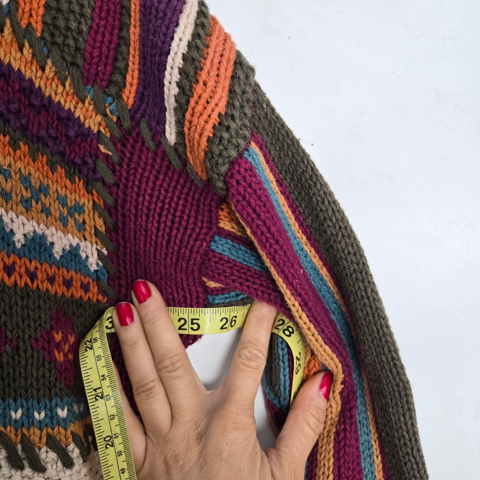 Vtg Reference Point Patchwork Knit Sweater Purple… - image 8