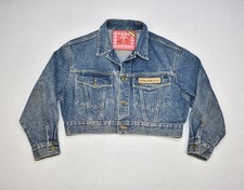 VTG 80s 90s Guess Trucker Cropped Jean Jacket Womens Medium Denim Made in USA
