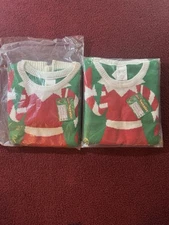 2 Ugly Christmas Sweaters Large & Medium Holiday Elf Forum Novelties Bundle