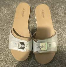 Dr. Scholls Womens Silver Faux Leather Slide ...