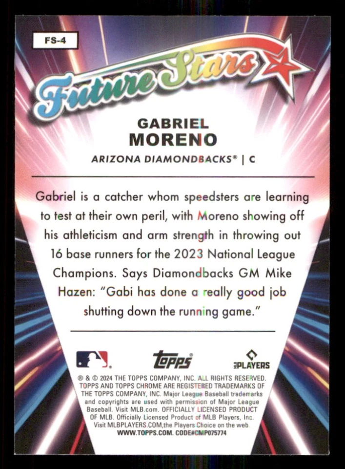 2024 Topps Chrome Future Stars #FS4 Gabriel Moreno - Image 2 of 2