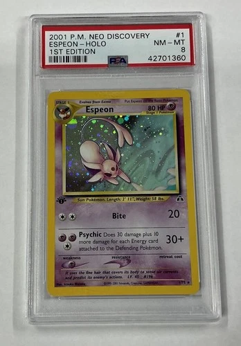 2001 POKEMON NEO DISCOVERY 1ST EDITION #1 ESPEON-HOLO PSA 8
