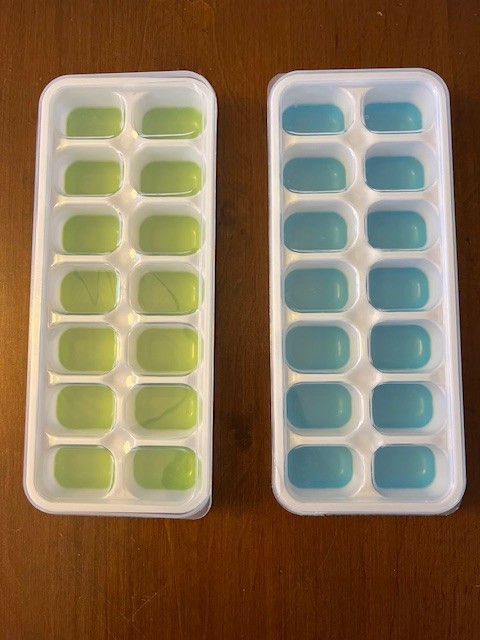 Mini Ice Cube Trays & Lids College Dorm Office RV Camper Green and Blue 2 Pack