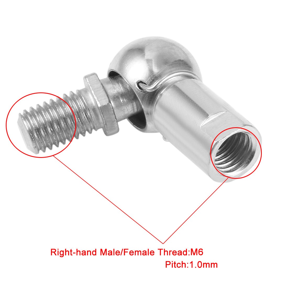CS10 Rod End Ball Bearing Stud Right-Hand M6x1.0 Carbon Steel for Industry,4pcs