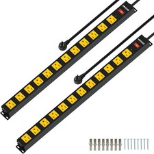 12 Outlet Long Power Strip, 2100 Joules Surge Protector, 6FT Power Cord, 2 Pack  